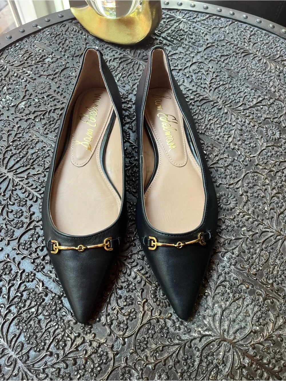 SAM EDELMAN NORI POINTED TOE BALLET FLATS BLACK 7